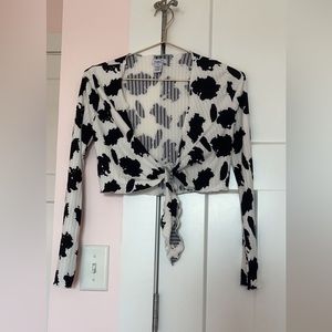 Cow print cropped tie top